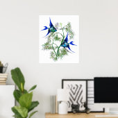 Blauwe Angelvis in Planten Poster (Thuiskantoor)