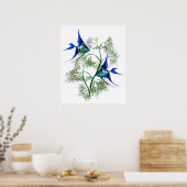 Blauwe Angelvis in Planten Poster (Keuken)