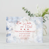 Blauwe Anjer Bloemen 4 juli bruiloft Save The Date (Staand voorkant)