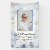 Blauwe Anjer Bloemen Viering van het Leven Begrafe Spandoek (Verticaal)