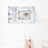 Blauwe Anjer Bloemen Viering van het Leven Begrafe Spandoek (Insitu)