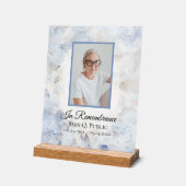 Blauwe Anjer Bloemen Viering van het Leven Memoria Acryl Bord (Hoek)