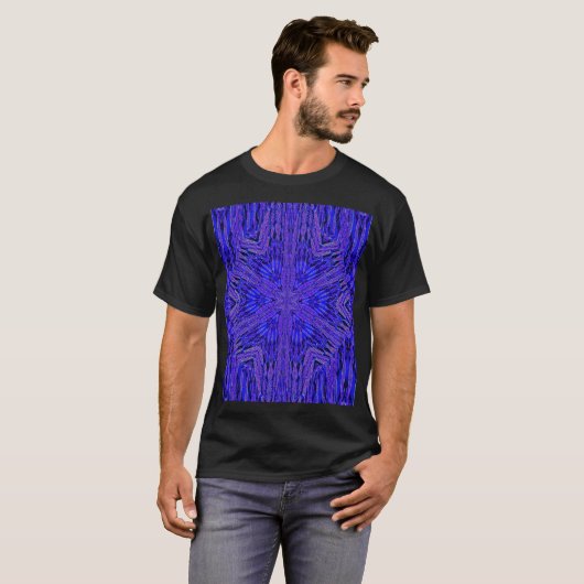 Blauwe Anjer Boheemse Abstracte Bloemengrafiek T-shirt (Voorkant volledig)