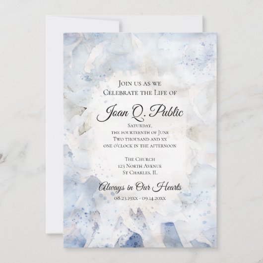 Blauwe anjer Tint Viering van het Leven Memorial Kaart (Voorkant)