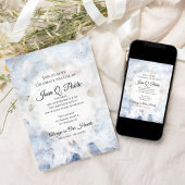 Blauwe anjer Tint Viering van het Leven Memorial Kaart