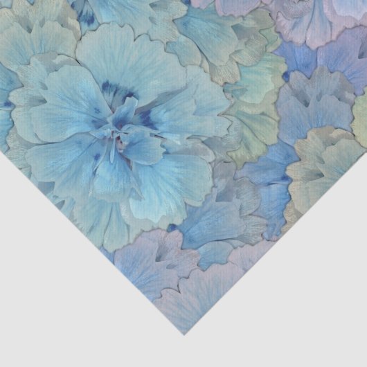 Blauwe anjers in stijl tissuepapier (Detail)