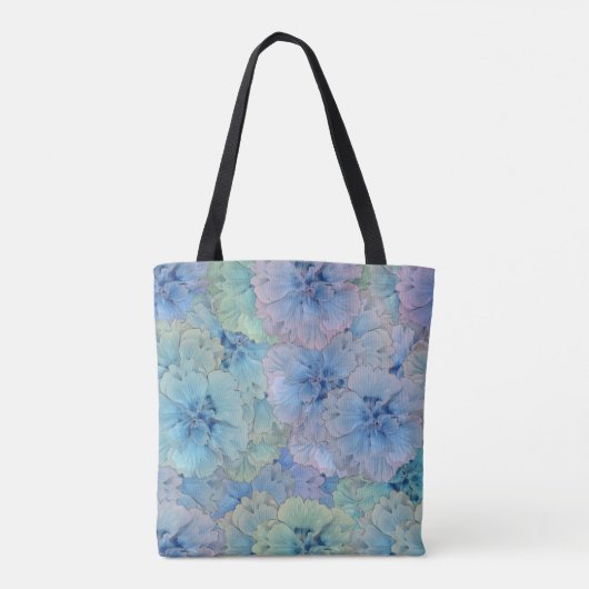 Blauwe anjers in  stijl tote bag (Achterkant)