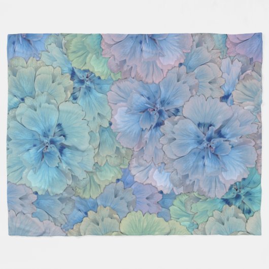 Blauwe anjers patroon in  stijl fleece deken (Voorkant (Horizontaal))