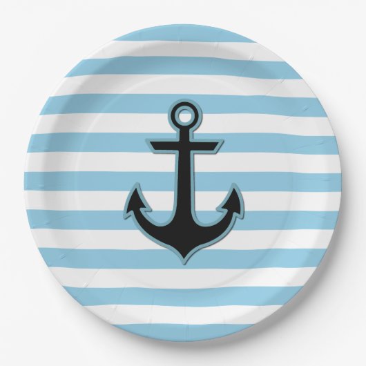 Blauwe anker, bootanker, scheepsanker, strips papieren bordje (Voorkant)