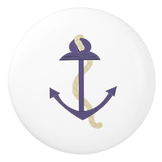 Blauwe Anker Keramische Knop (Voorkant)