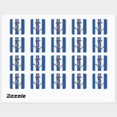 Blauwe Anker met Gestreepte Achtergrond Vierkante Sticker (Vel)