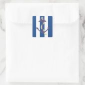 Blauwe Anker met Gestreepte Achtergrond Vierkante Sticker (Tas)
