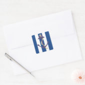 Blauwe Anker met Gestreepte Achtergrond Vierkante Sticker (Envelop)