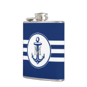 Blauwe anker met monogram heupfles (Links)