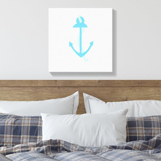 Blauwe Anker met Rope Canvas Afdruk (Insitu (Slaapkamer))