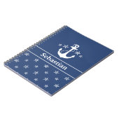 Blauwe anker met sterren notitieboek (Linkerzijde)