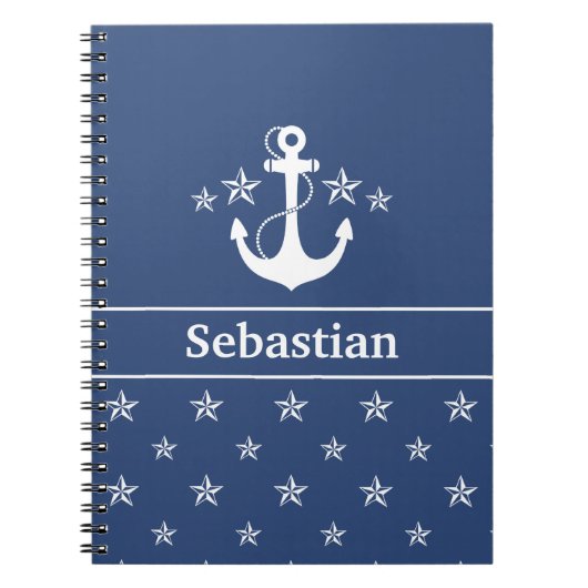 Blauwe anker met sterren notitieboek (Voorkant)