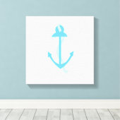Blauwe anker met touw canvas afdruk (Insitu (Houten vloer))