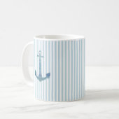 Blauwe anker Nautical Stripe Coffee Mok (Voorkant links)