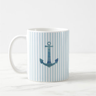 Blauwe anker Nautical Stripe Coffee Mok