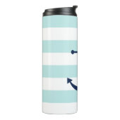 Blauwe anker op lichtblauwe strepen thermosbeker (Gedraaid links)