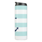 Blauwe anker op lichtblauwe strepen thermosbeker (Geroteerd rechts)