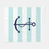 Blauwe anker op mint Stripes Fleece Deken (Voorkant (Horizontaal))
