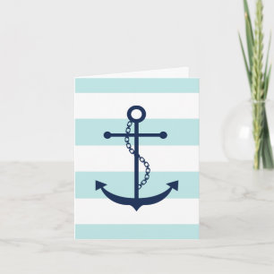 Blauwe anker op mint Stripes Kaart