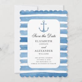 Blauwe anker save the date. Trouwen op jacht Kaart