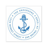 Blauwe anker & touw | Nautisch terugkeeradres Zelfinktende Stempel (Design)