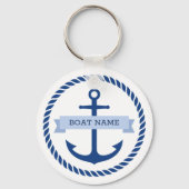 Blauwe ankergrenzenbootsleutels wit sleutelhanger (Voorkant)