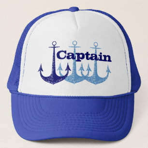 Blauwe ankerkapitein, jongen is gepersonaliseerd trucker pet