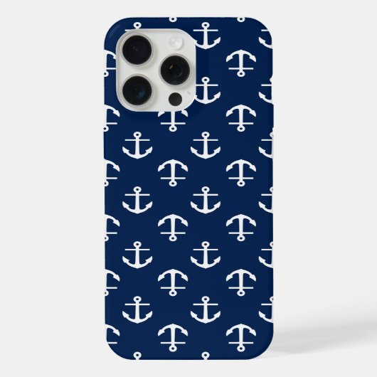 Blauwe Ankerpatroon iPhone Hoesje (Achterkant)