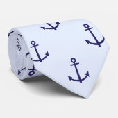 Blauwe ankers nautische heren stropdas (Opgerold)