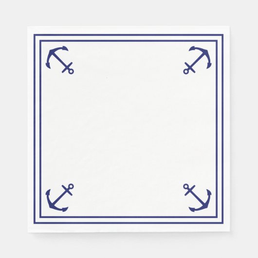 Blauwe ankers op wit servet (Voorkant)