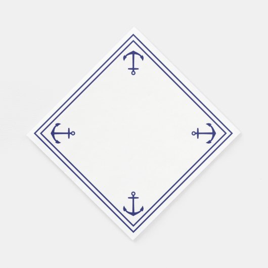 Blauwe ankers op wit servet (Hoek)