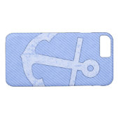 Blauwe ankerstrepen Case-Mate iPhone case (Achterkant (Horizontaal))