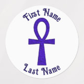 Blauwe Ankh Circle Adhesive Labels (Design 1)