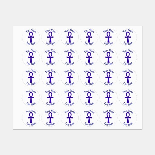 Blauwe Ankh Cirkel Kledinglabels Labels (Vel)
