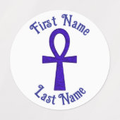 Blauwe Ankh Cirkel Kledinglabels Labels (Design 1)