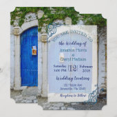 Blauwe Antiek Romantische uitnodigingen voor bruil (Voorkant / Achterkant)