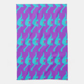 Blauwe Apatosaurussen handdoek. Theedoek (Verticaal)