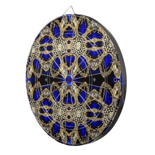 blauwe appelmoeras goudiamantneushoorn dartbord (Voorkant Rechts)