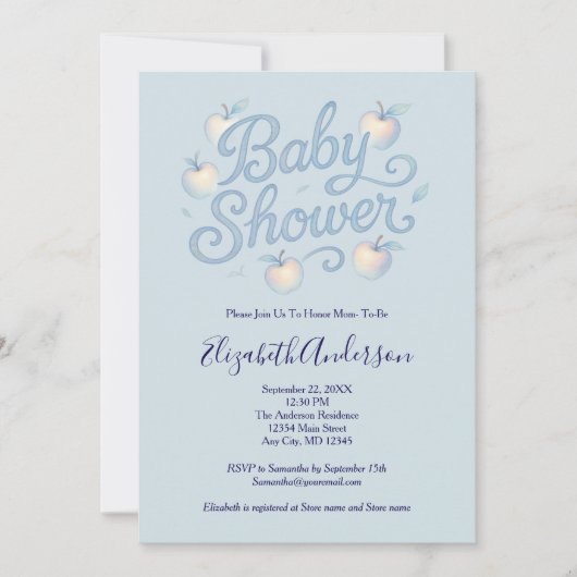 Blauwe Appels Baby Jongen Baby Shower Kaart (Voorkant)