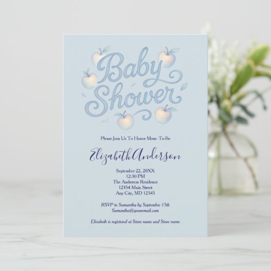 Blauwe Appels Baby Jongen Baby Shower Kaart (Staand voorkant)