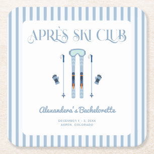 Blauwe Après Ski Bachelorette Feestje Kartonnen Onderzetters