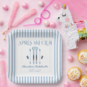 Blauwe Apres Ski Bachelorette Feestje Papieren Bordje (Feest)