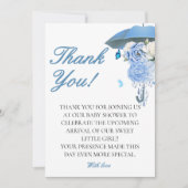 Blauwe aprilbuien brengen mei bloemen baby shower bedankkaart (Voorkant)