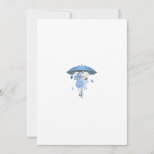 Blauwe aprilbuien brengen mei bloemen baby shower bedankkaart (Achterkant)