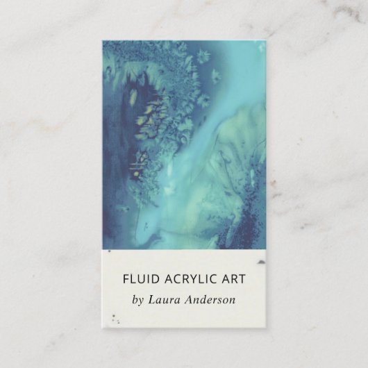 BLAUWE AQUA BLAUWGROEN FLUID-ACRYLIERESINE VISITEKAARTJE (Voorkant)